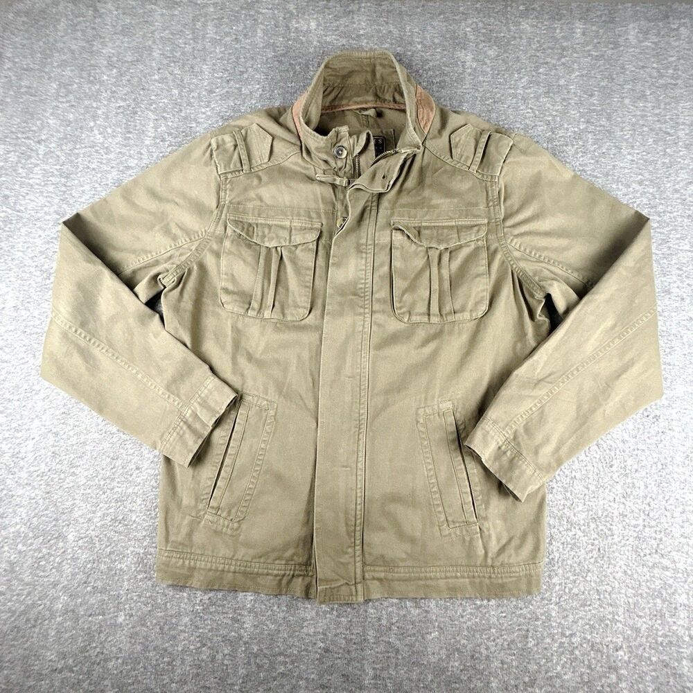 Jachs New York Field Jacket M65 Style Mens Sz L Olive Green Full Zip Long Sleeve